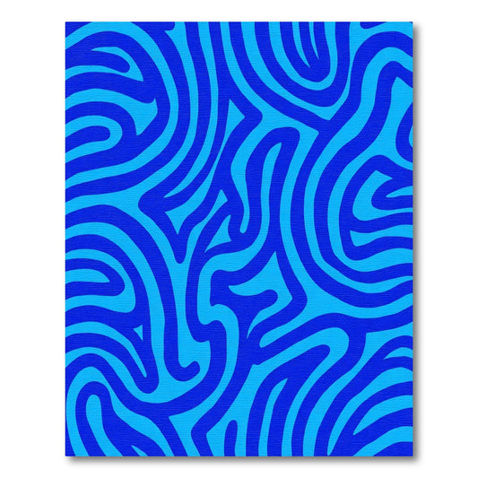 Deep Blue Swirling Abstract Lines Rug