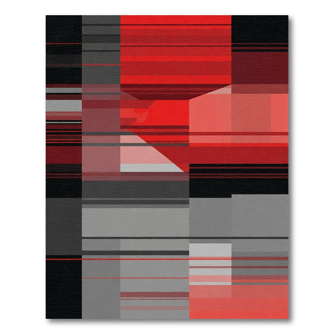 Crimson Black Geometric Block Rug
