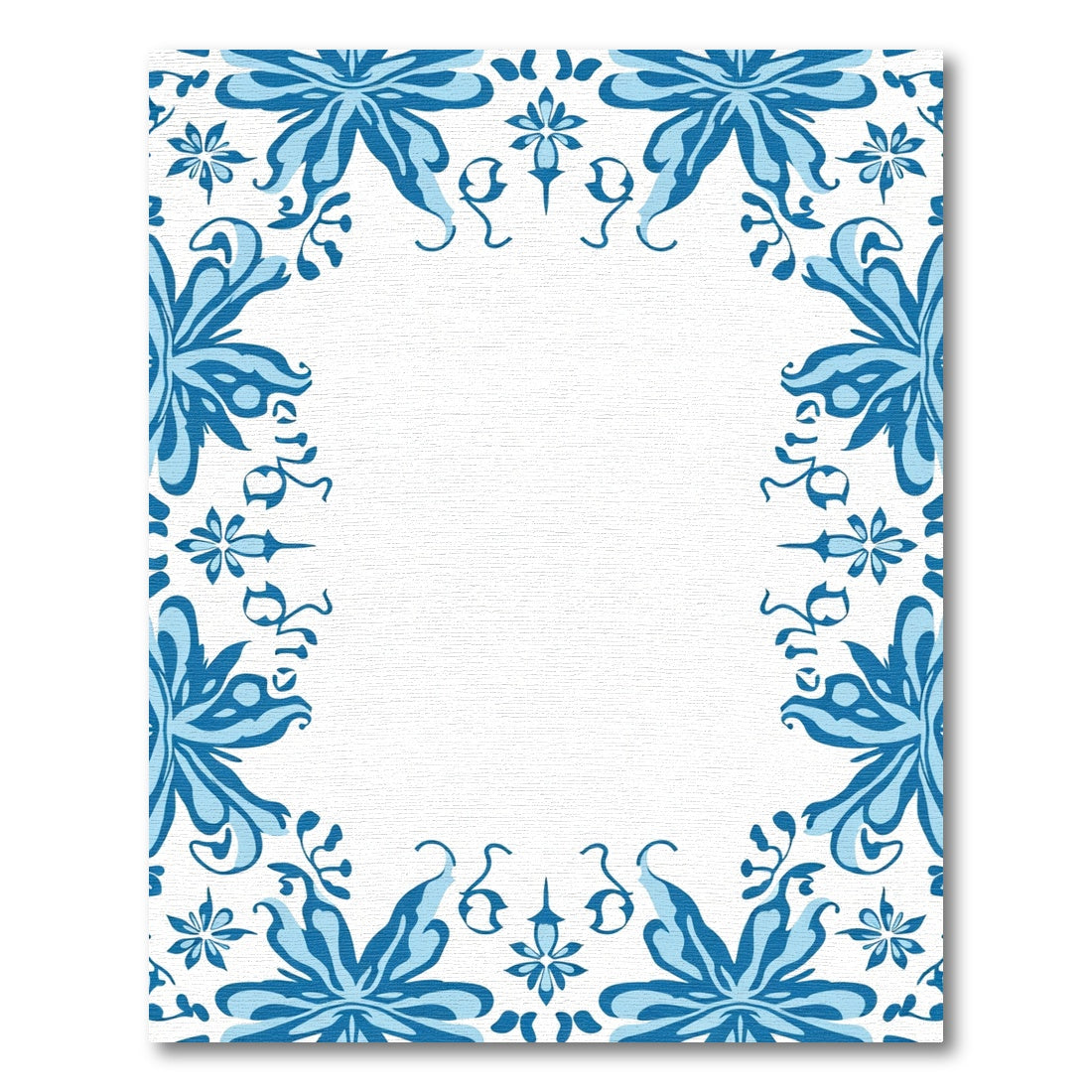 Blue Floral Swirl Border Rug