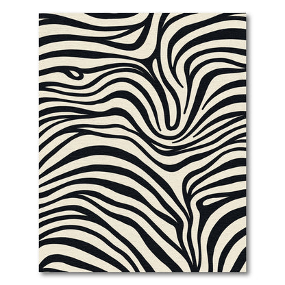 Bold Black Cream Swirl Stripes Rug