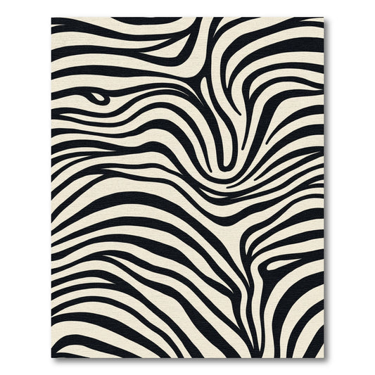 Bold Black Cream Swirl Stripes Rug