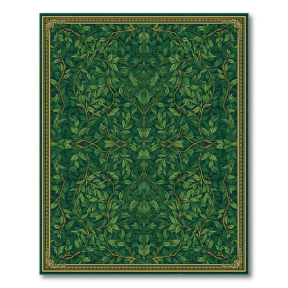 Lush Green Vine Leaf Floral Vintage Area Rug