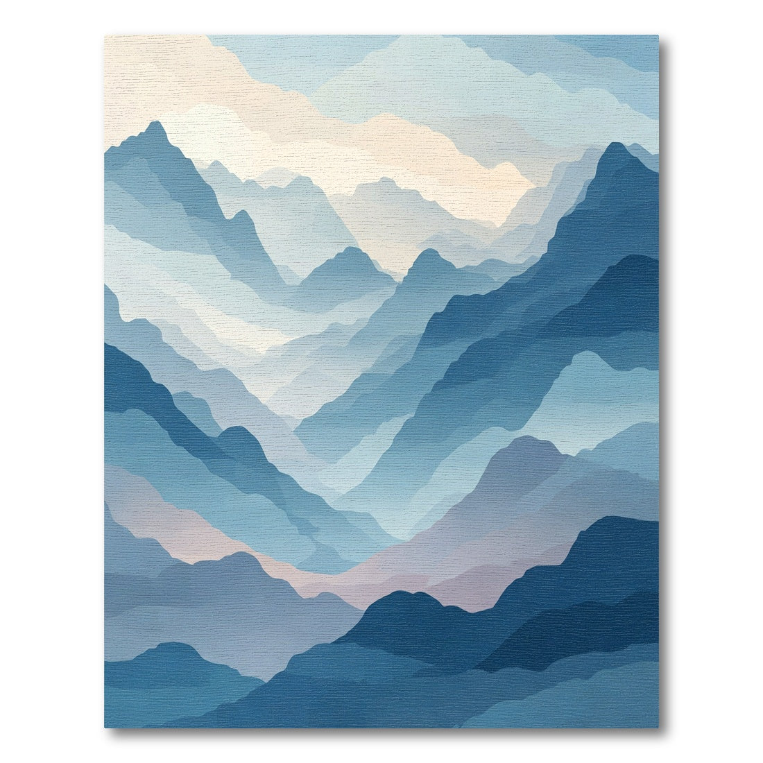 Misty Blue Hazy Mountain Layers Rug