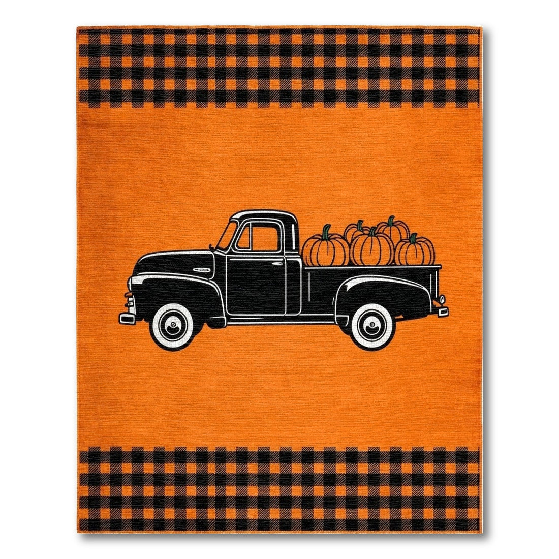Vintage Truck Pumpkin Orange Area Rug