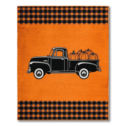 Vintage Truck Pumpkin Orange Area Rug