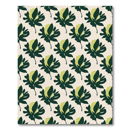 Dark Green Yellow Blossom Arrangement Rug
