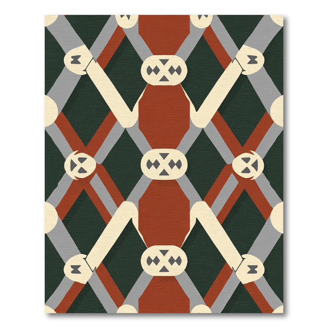 Deep Emerald Lattice Diamond Rug