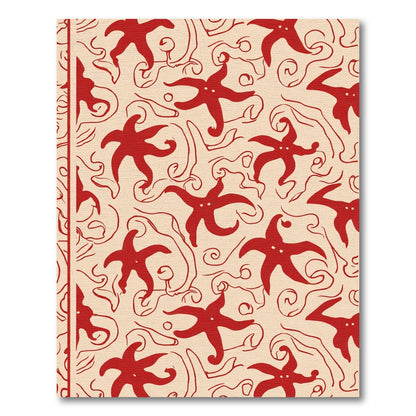 Crimson Starfish Whimsical Swirl Rug