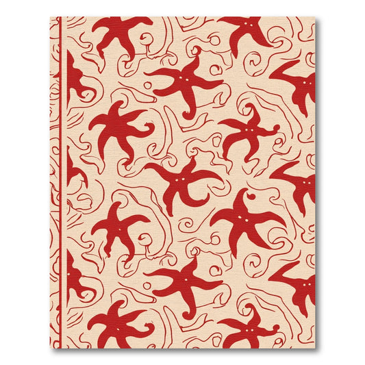 Crimson Starfish Whimsical Swirl Rug