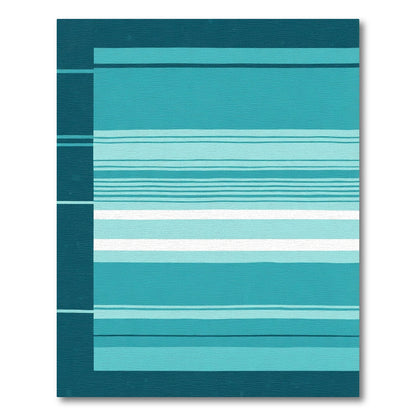 Cool Blue Horizontal Stripe Blanket Rug