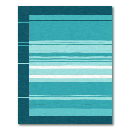 Cool Blue Horizontal Stripe Blanket Rug