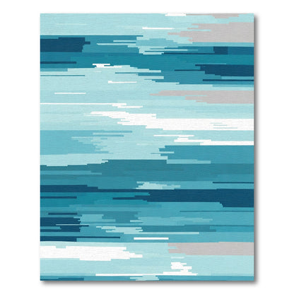 Oceanic Blue Horizontal Linear Rug
