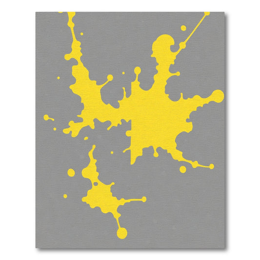 Yellow Splatter Abstract Gray Rug