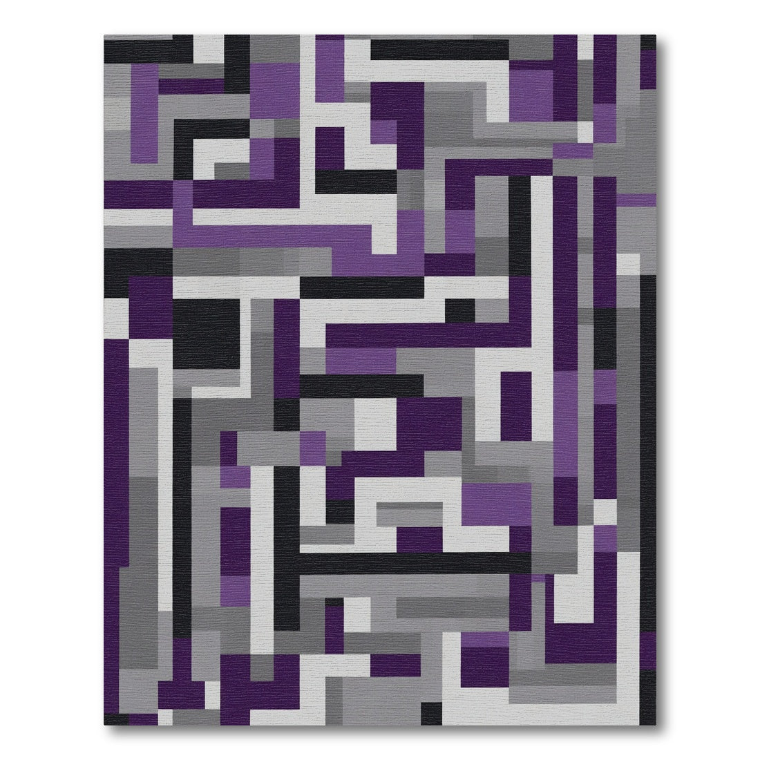 Modern Purple Gray Geometric Maze Rug