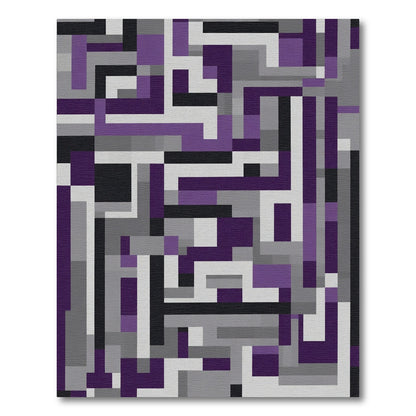 Modern Purple Gray Geometric Maze Rug