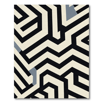Black Cream Geometric Maze Rug