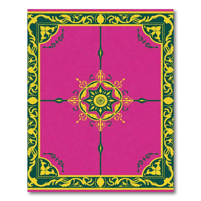 Vibrant Pink Floral Starburst Border Rug