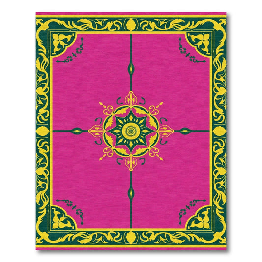 Vibrant Pink Floral Starburst Border Rug
