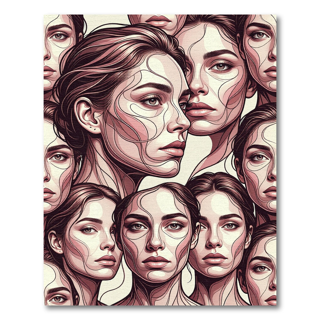 Enigmatic Portrait Line Art Rug