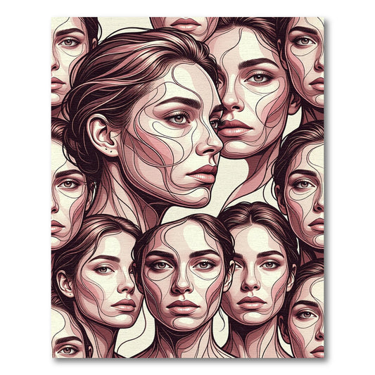 Enigmatic Portrait Line Art Rug