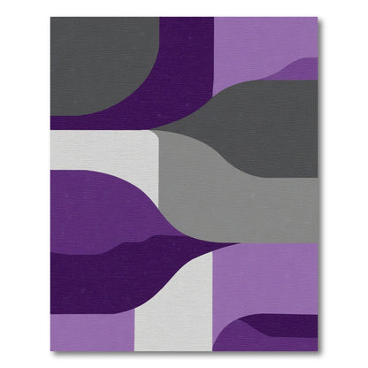 Modern Abstract Purple Gray Curves Rug