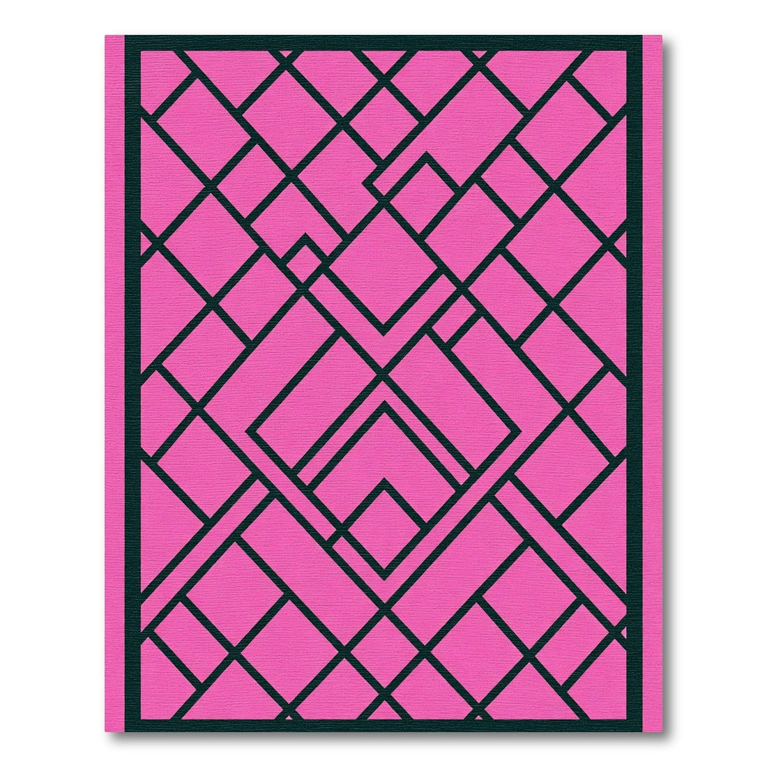 Pink Black Geometric Art Deco Lines Rug