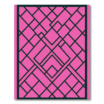 Pink Black Geometric Art Deco Lines Rug