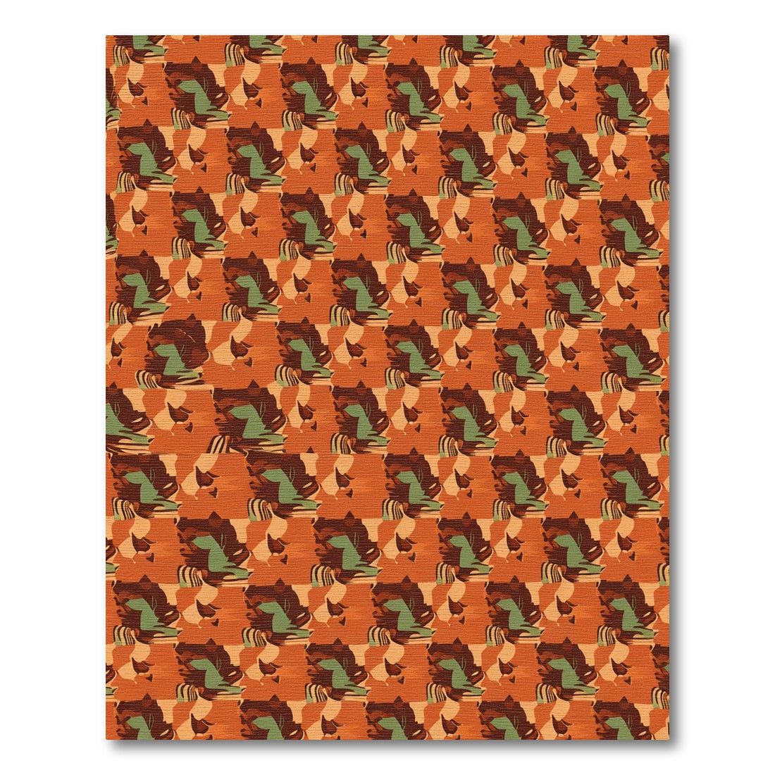 Orange Camouflage Abstract Organic Shapes Rug