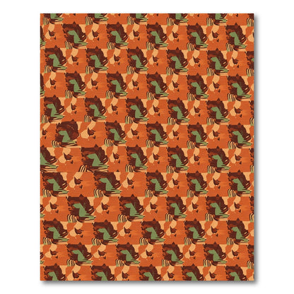 Orange Camouflage Abstract Organic Shapes Rug
