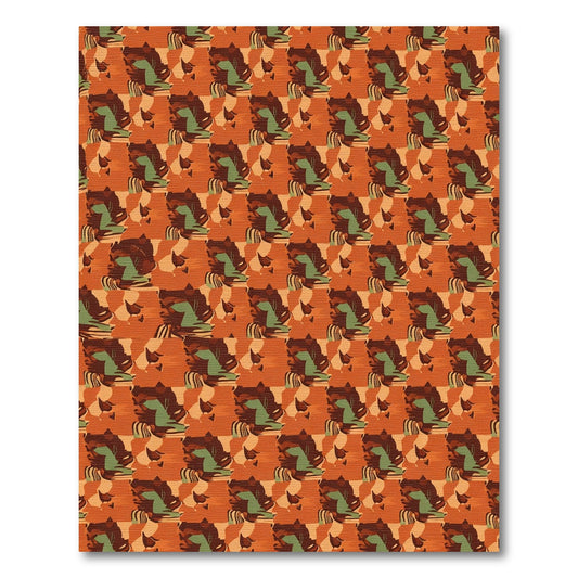Orange Camouflage Abstract Organic Shapes Rug