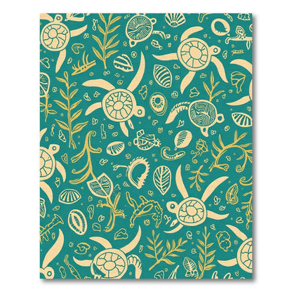 Teal Yellow Turtle Sea Plants Medley Rug
