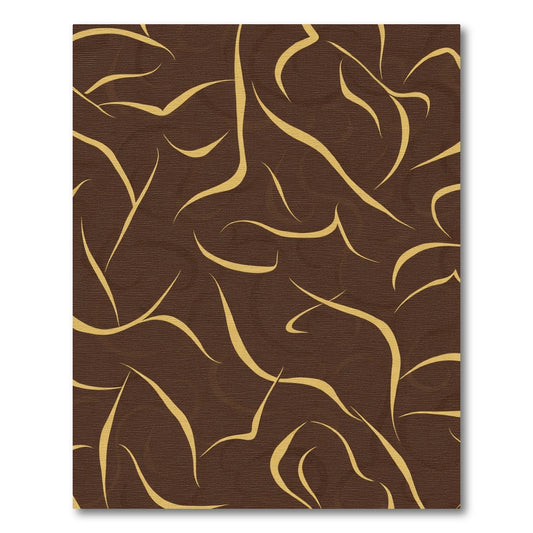 Brown Golden Flowing Abstract Rug