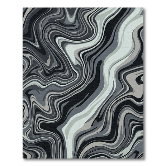 Grey Abstract Wave Area Rug