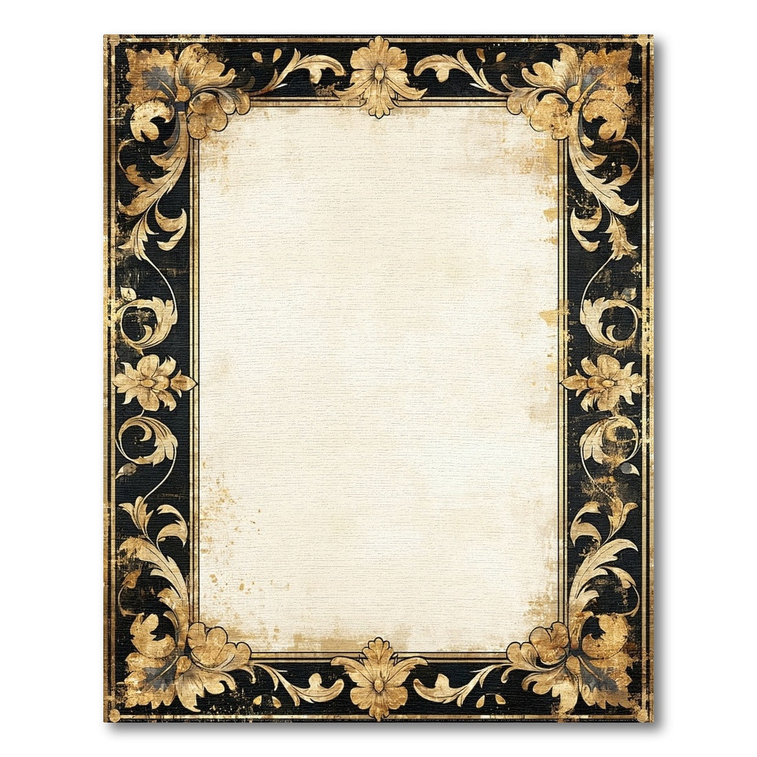 Distressed Vintage Gold Floral Area Rug