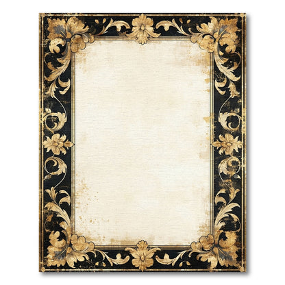 Distressed Vintage Gold Floral Area Rug