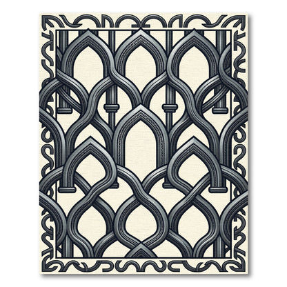 Intricate Interlocking Arches Gray Rug