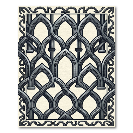 Intricate Interlocking Arches Gray Rug