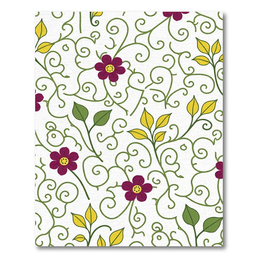 Deep Purple Floral Vine Swirls Rug