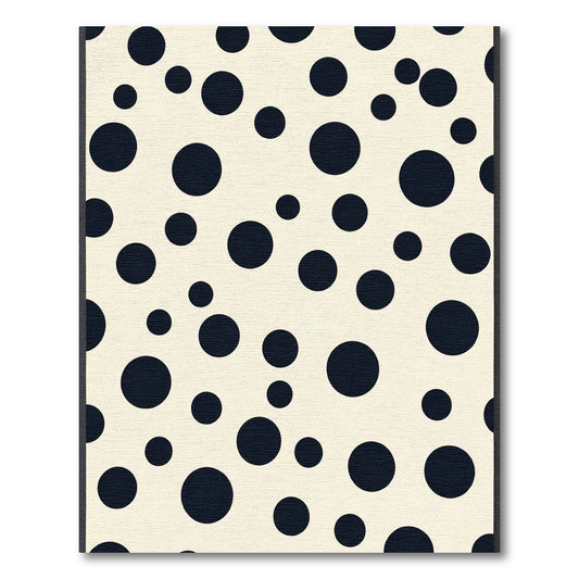 Cream Black Scattered Circles Rug
