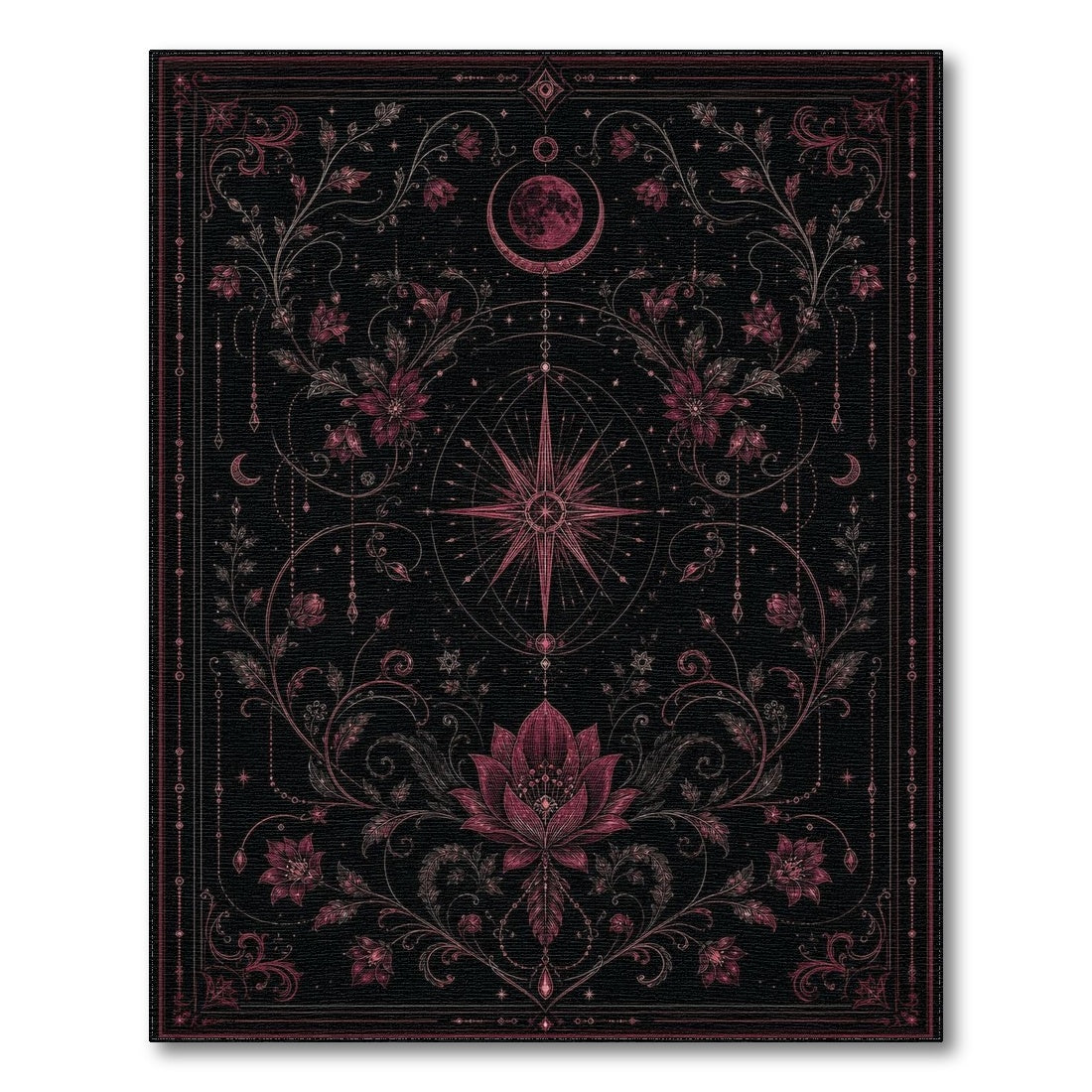 Pink Celestial Lotus Floral Area Rug