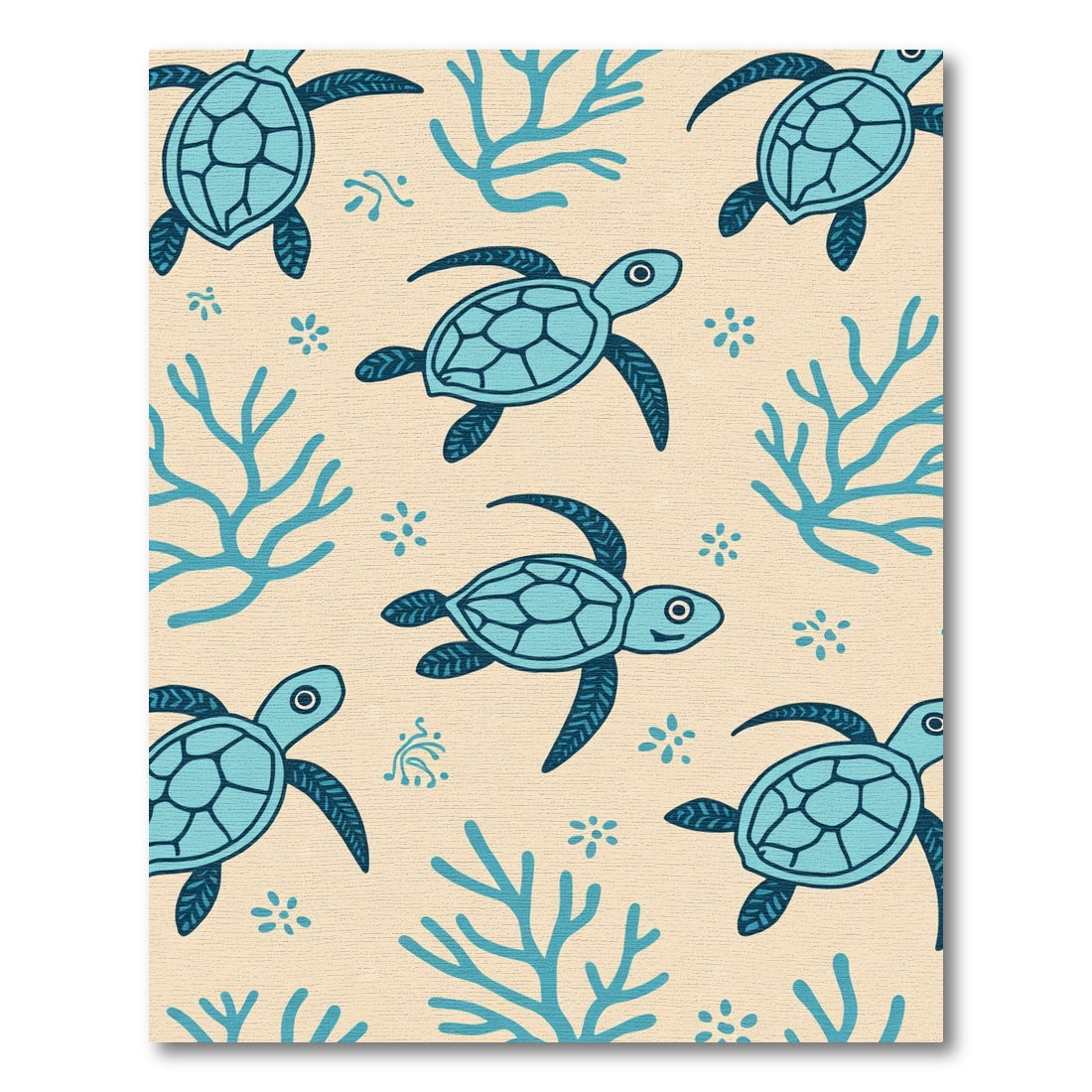 Aqua Turtle Coral Scatter Rug