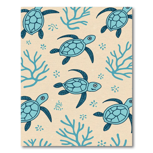 Aqua Turtle Coral Scatter Rug
