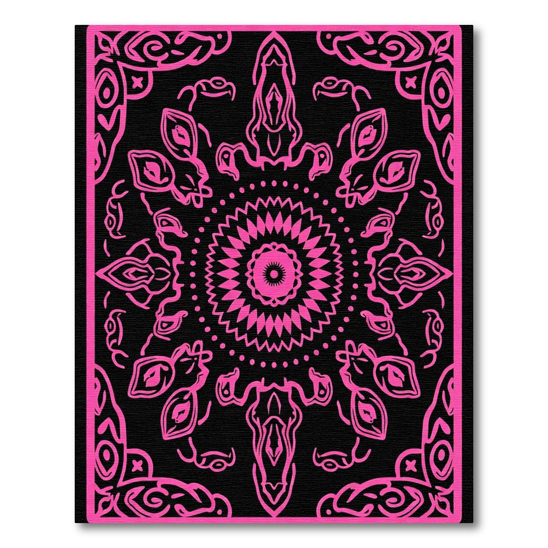 Vibrant Pink Abstract Mandala Rug