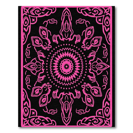 Vibrant Pink Abstract Mandala Rug