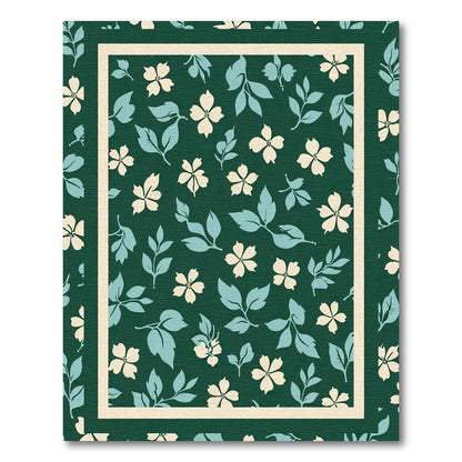 Cream White Floral Foliage Pattern Rug