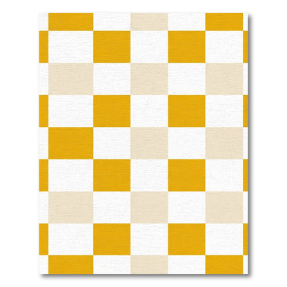 Golden Yellow Checkerboard Squares Rug