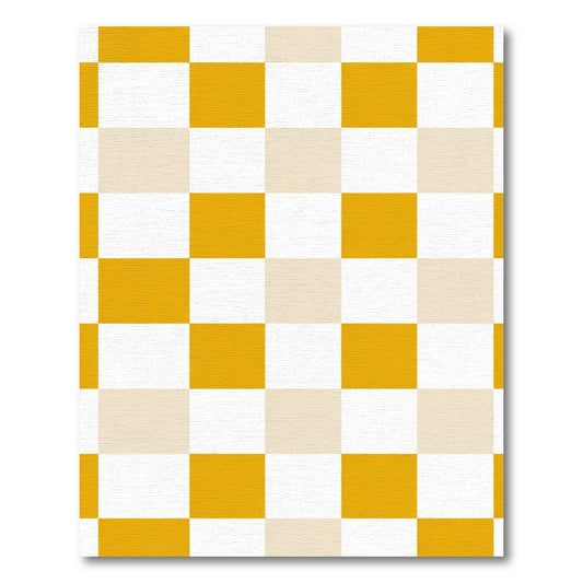 Golden Yellow Checkerboard Squares Rug