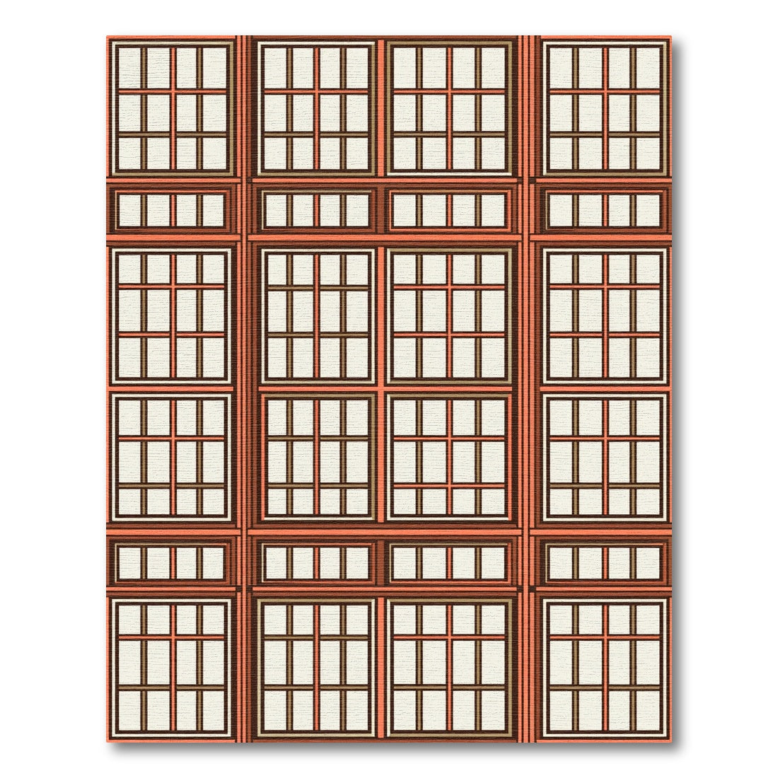 Terracotta Window Pane Grid Rug