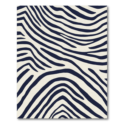 Bold Navy Cream Zebra Stripes Rug