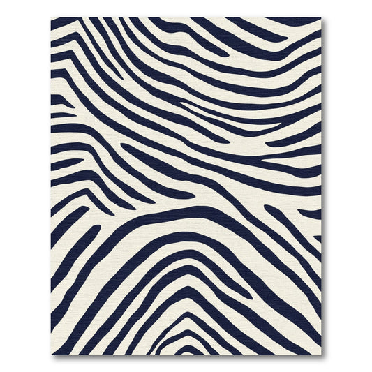 Bold Navy Cream Zebra Stripes Rug